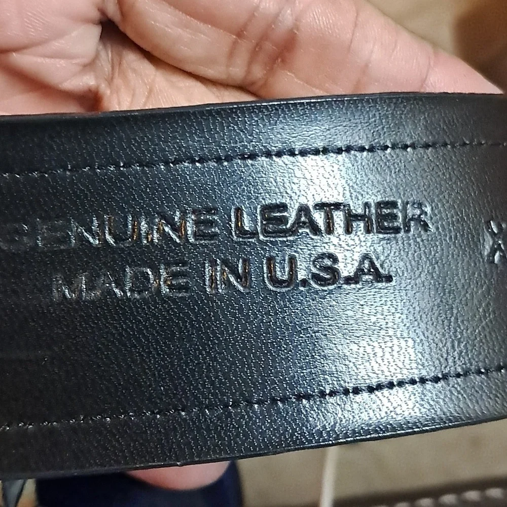 Women CARLISLE Black Genuine Leather Belt Size XL